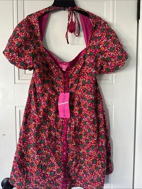 strapless open back dress Vintage 60s 70s Yellow and Green Mod Shirt Style Dress